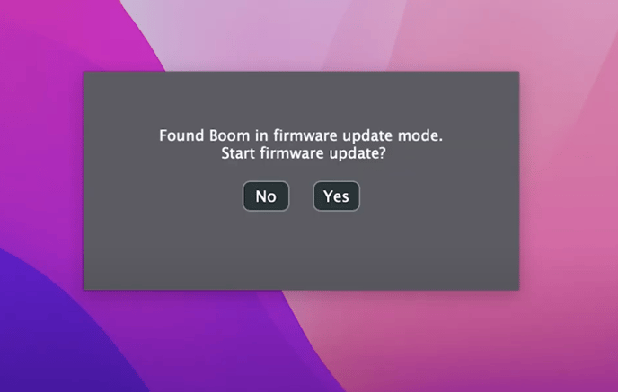 BOOM Firmware Dialog Box