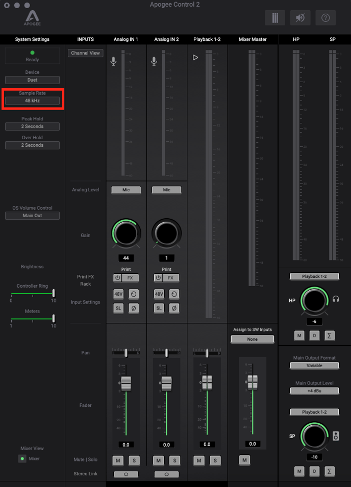 Sample Rate Change Duet 3