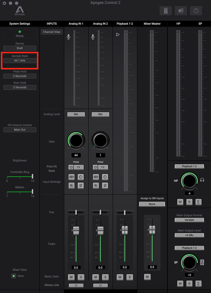 Sample Rate Duet 3