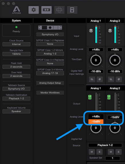 SIOmkII_Control_setting outputs to -10dBV