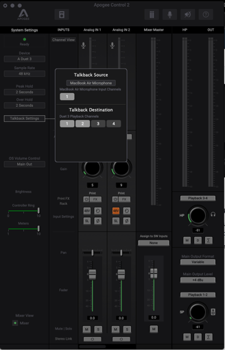 Control 2 Talkback Panel