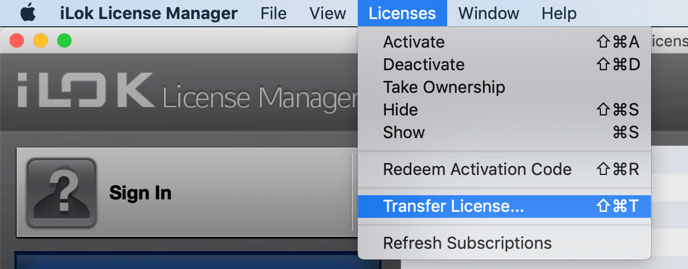 iLok License Manager Transfer